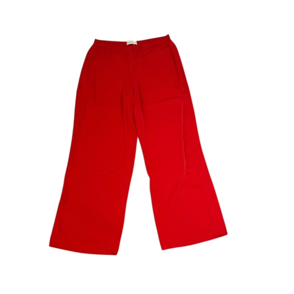 Abercrombie & Fitch Womens Drapey Pull On Wide Leg Pants Medium High Rise Red - Picture 2 of 11